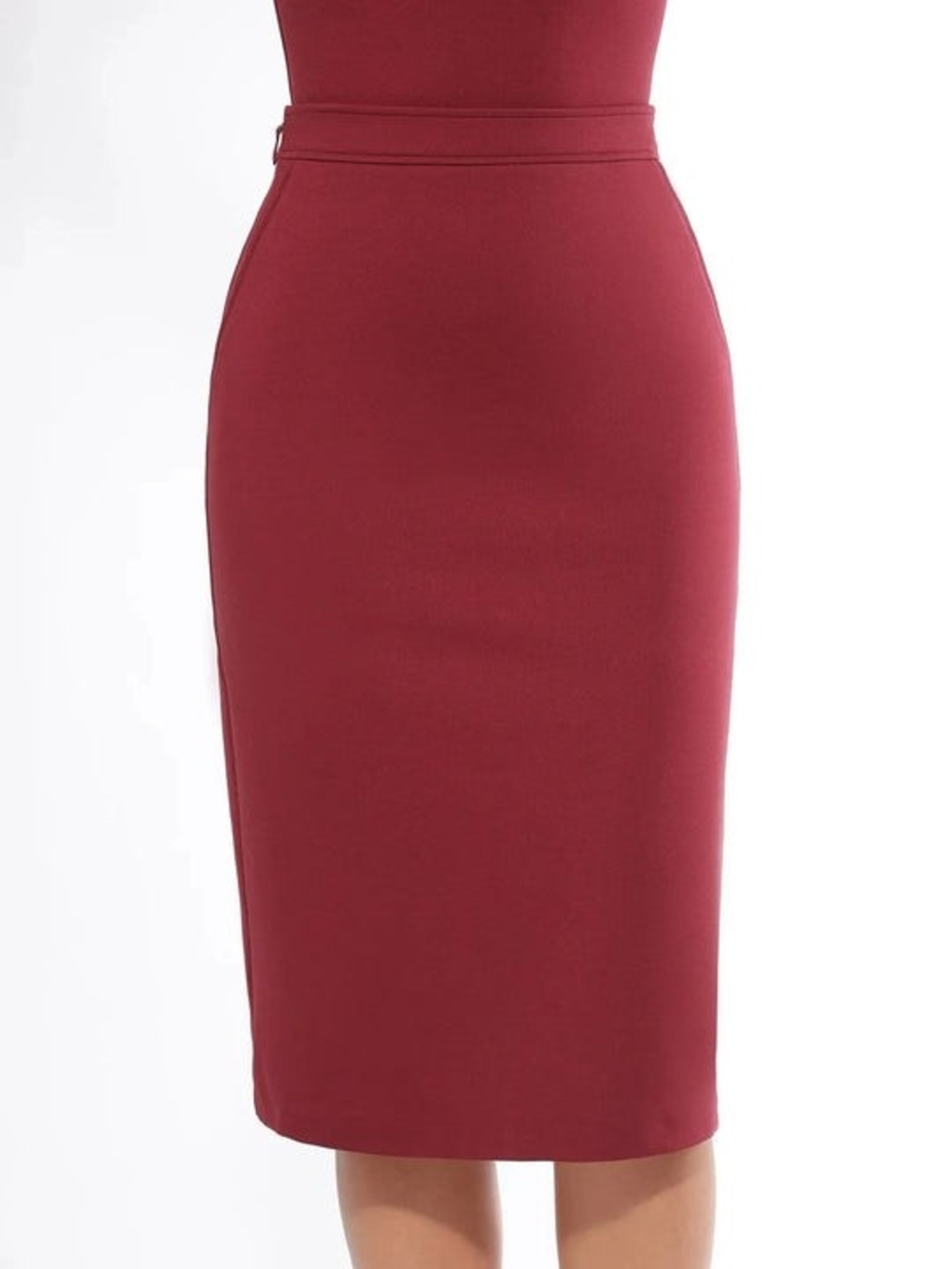 Popilush SculptEase Ponte Pencil Skirt BURGUNDY